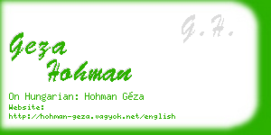 geza hohman business card